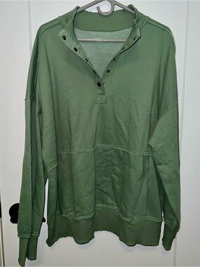 Green Pullover with Snaps and Kangaroo Pocket